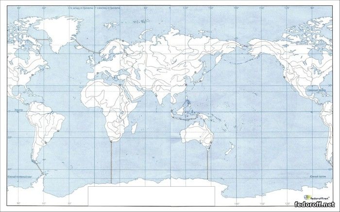 Контурная карта океанов
