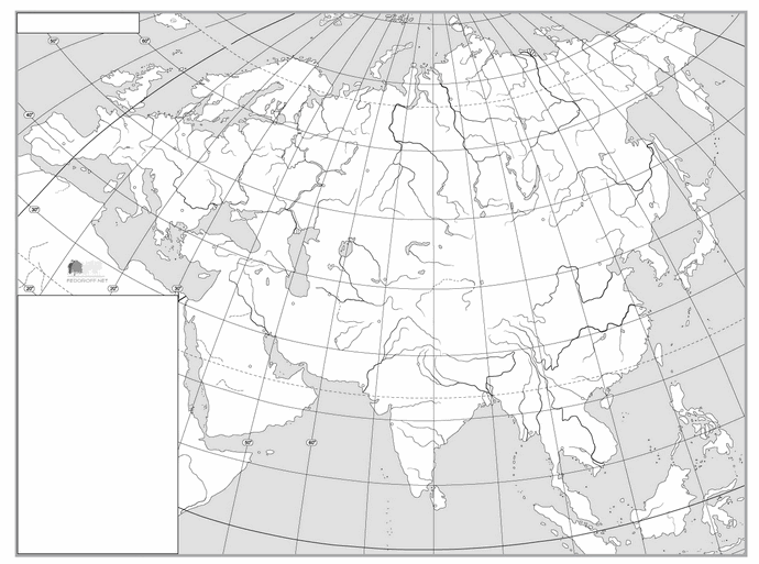 Контурная физическая карта Евразии