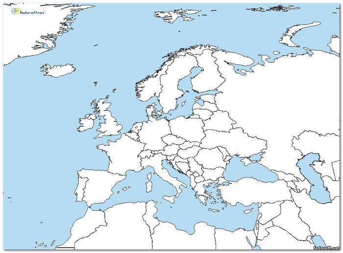 Контурная карта Европы