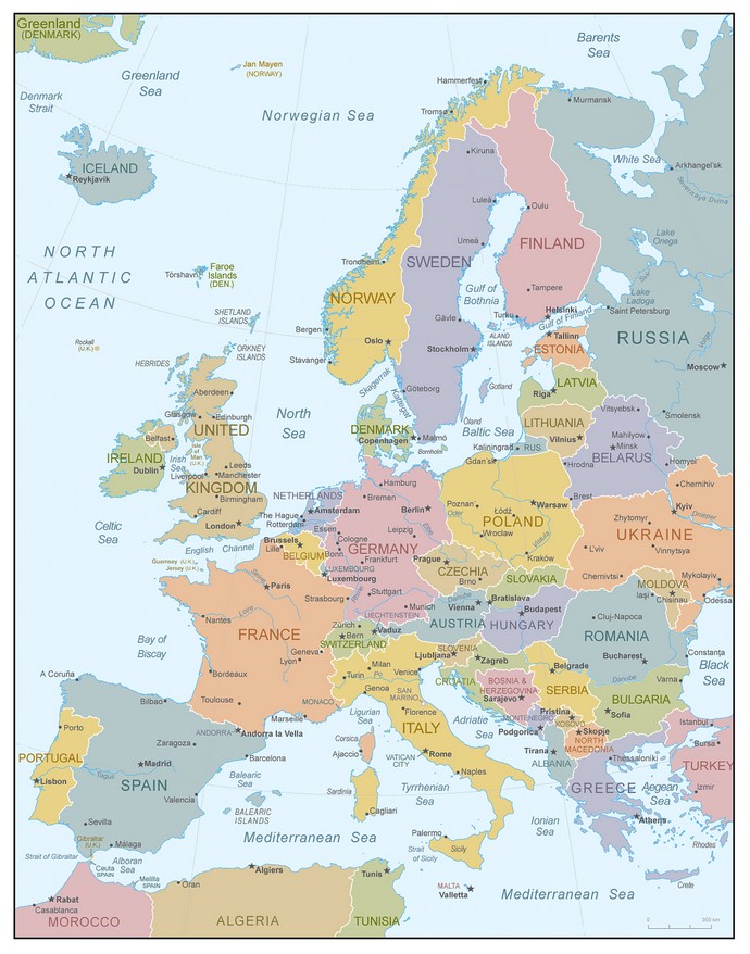 Политические карты Европы