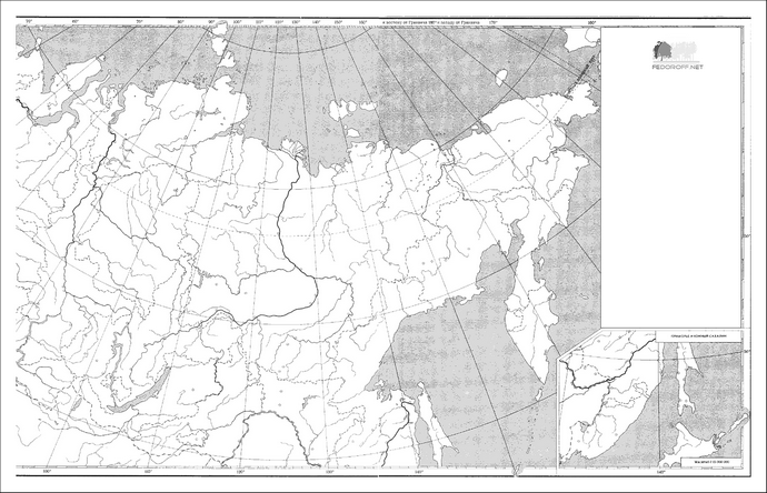 Контурная карта Восточной Cибири и Дальнего Востока [для печати]