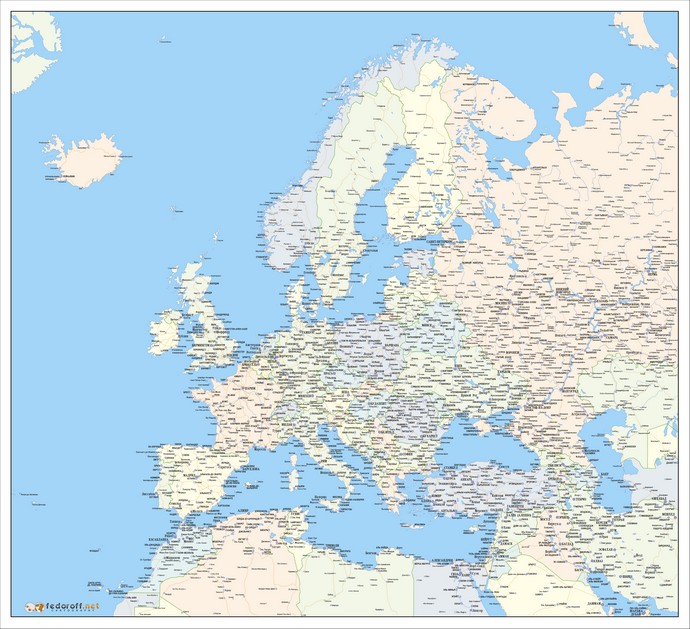 Карта Европы [вектор с городами]