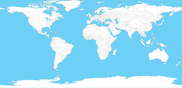 Векторные контурные административные карты мира с регионами