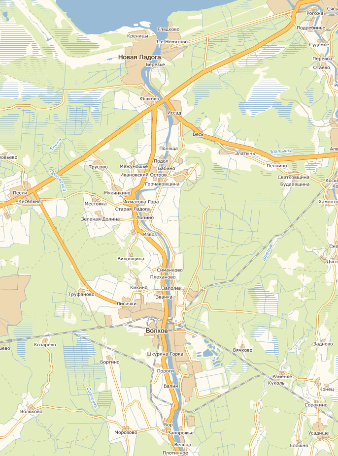 Подробная карта Ленинградской области