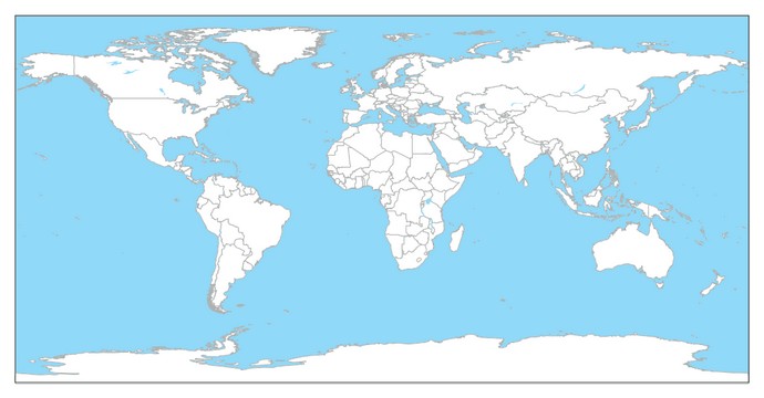Векторная контурная карта мира в проекции Миллера