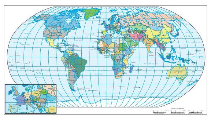 Векторная политическая карта мира [проекция Робинсона]