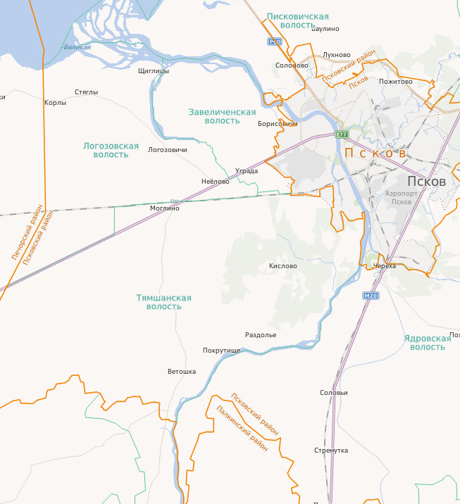 Контурная карта Псковского района