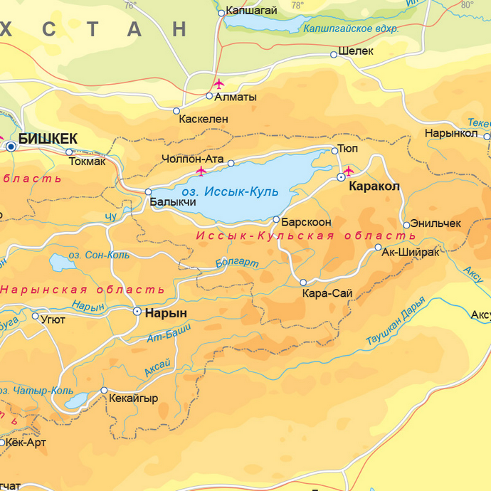 Векторная карта Кыргызстана