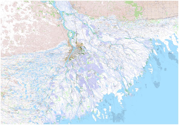 Топографическая карта дельты Волги (1 км)