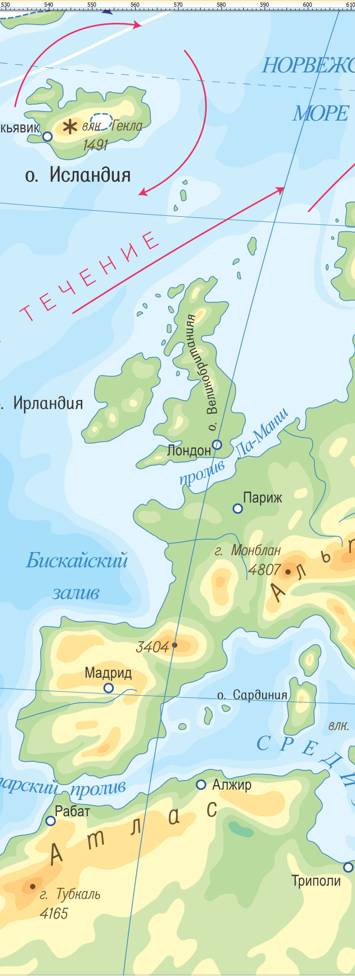 Физическая карта мира [ФК Мир-4 ВСШ]