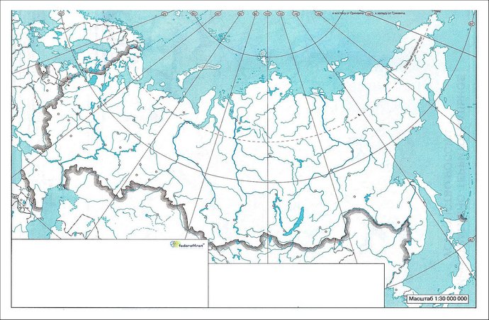 Граница России на контурной карте