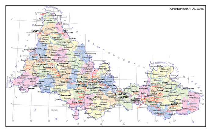 Векторные карты Оренбургской области для скачивания и печати AI SVG EP