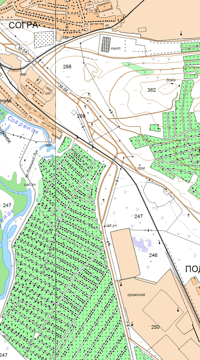 Топографическая карта Абакана и Минусинска 250 м