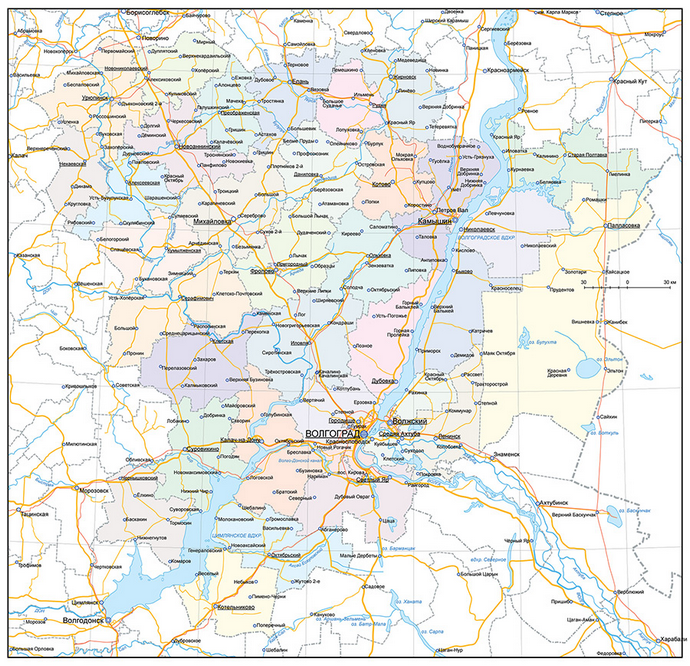 Векторные карты Волгоградской области для скачивания и печати AI SVG E