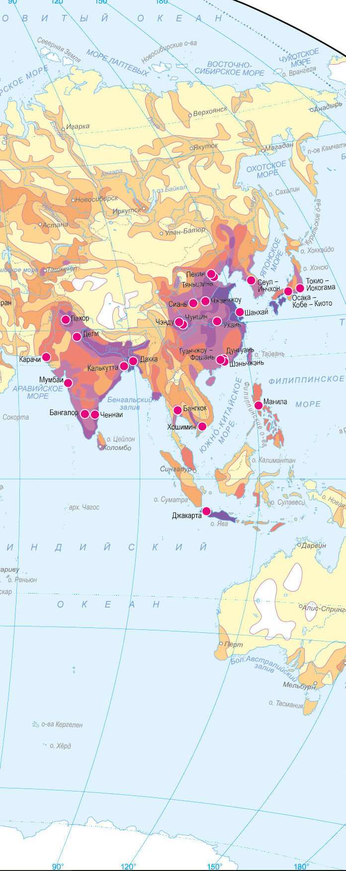 Карты плотности населения мира
