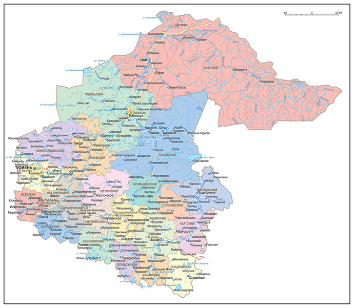 Подборка карт Тюменской области на 2024 год для скачивания и печати  P