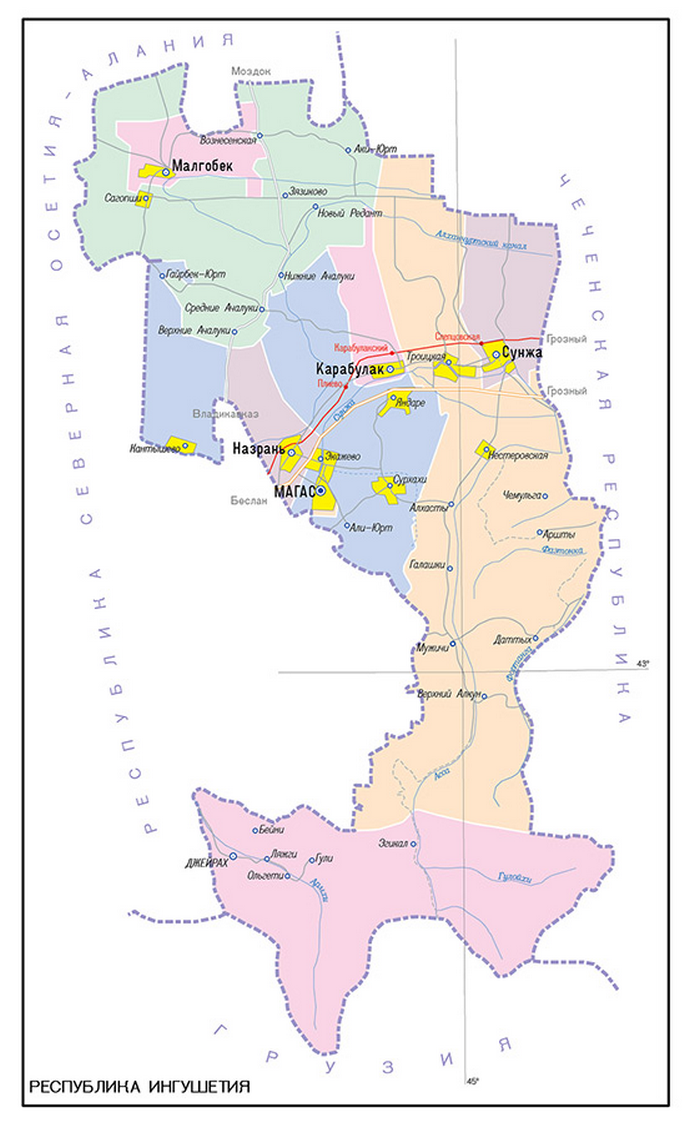 Векторные карты Республики Ингушетия для скачивания и печати AI SVG EP