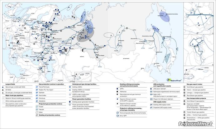 Карты газопроводов России