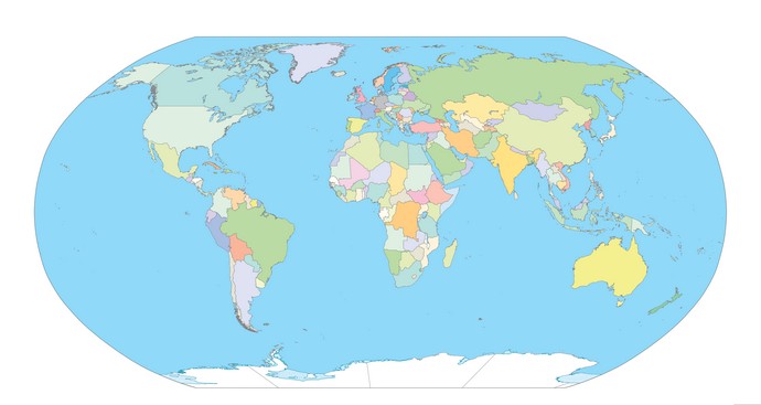 Контурная карта мира (политическая)