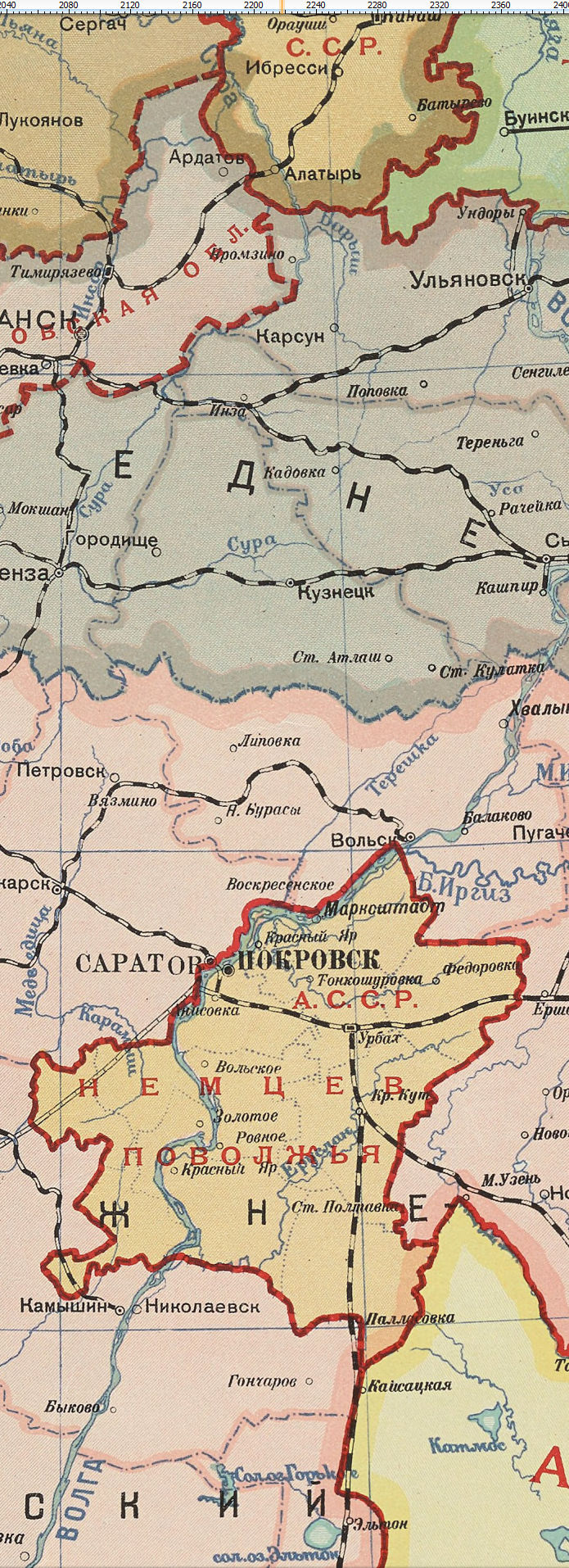 Карта Европейской части СССР 1930 года