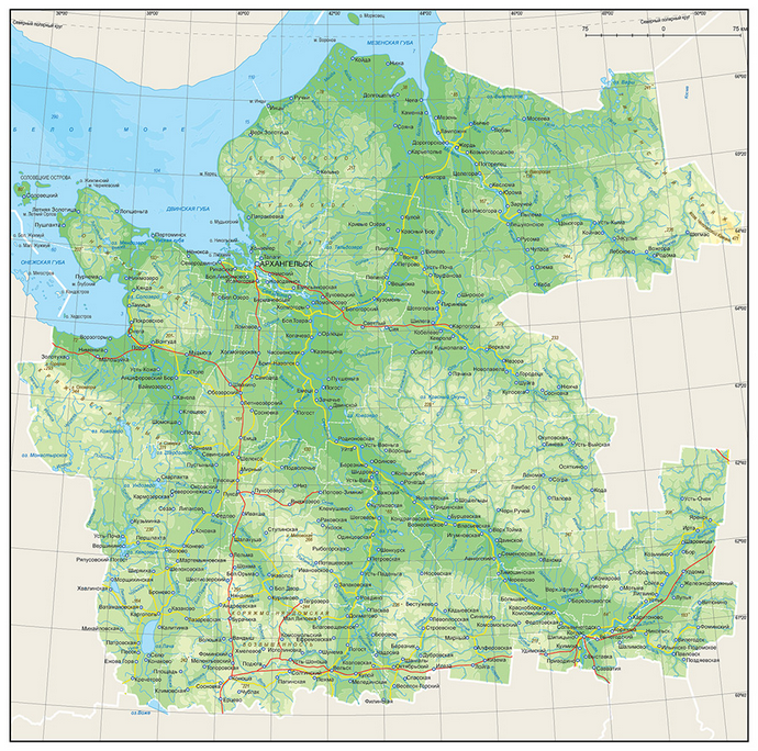 Векторные карты Архангельской области для скачивания и печати AI SVG E