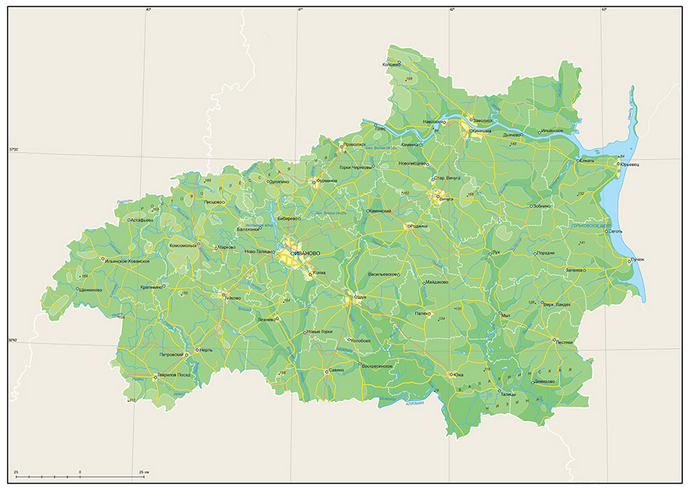 Векторные карты Ивановской области для скачивания и печати AI SVG EPS