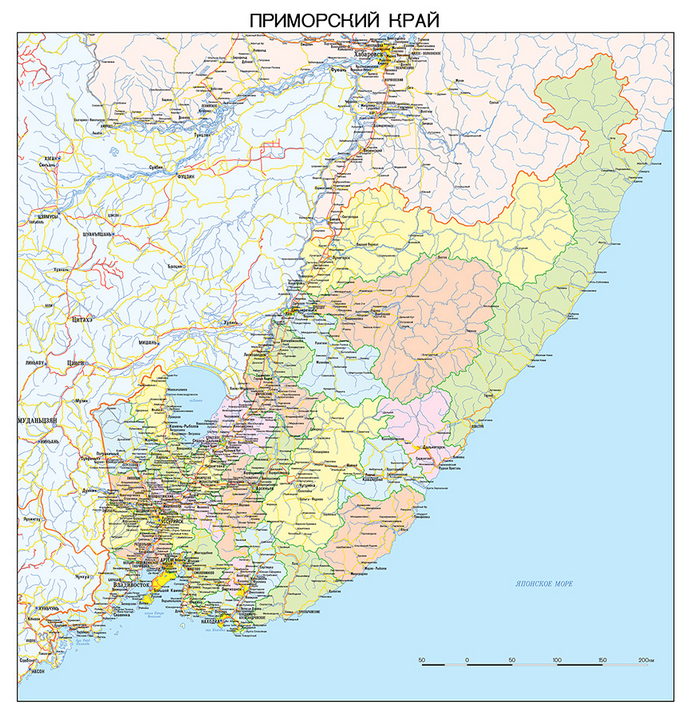 Векторные карты Приморского края для скачивания и печати AI SVG EPS