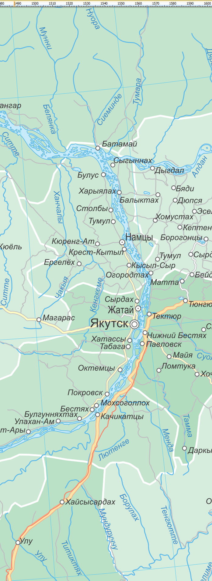 Векторные карты Республики Саха (Якутия) для скачивания и печати AI SV