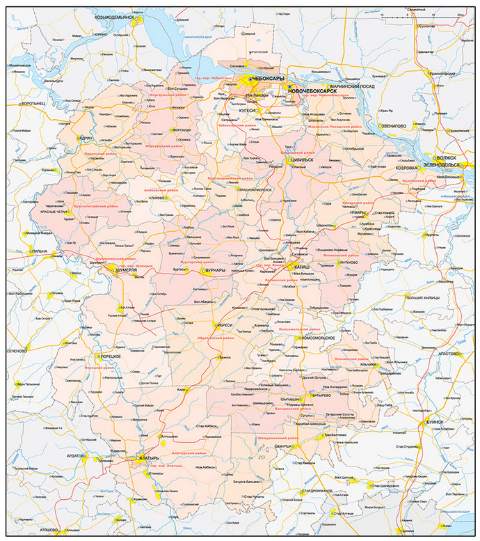 Векторные карты Республики Чувашии для скачивания и печати AI SVG EPS
