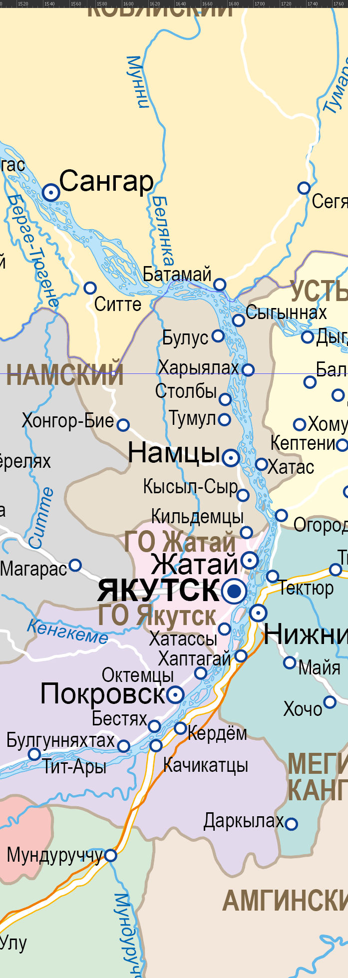 Векторные карты Республики Саха (Якутия) для скачивания и печати AI SV