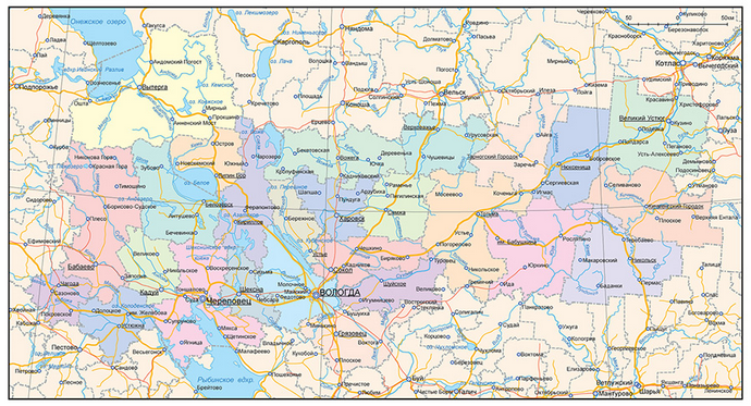 Векторные карты Вологодской области для скачивания и печати AI SVG EPS