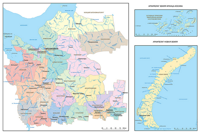Векторные карты Архангельской области для скачивания и печати AI SVG E