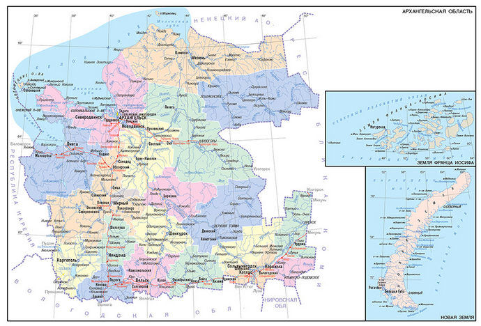 Векторные карты Архангельской области для скачивания и печати AI SVG E