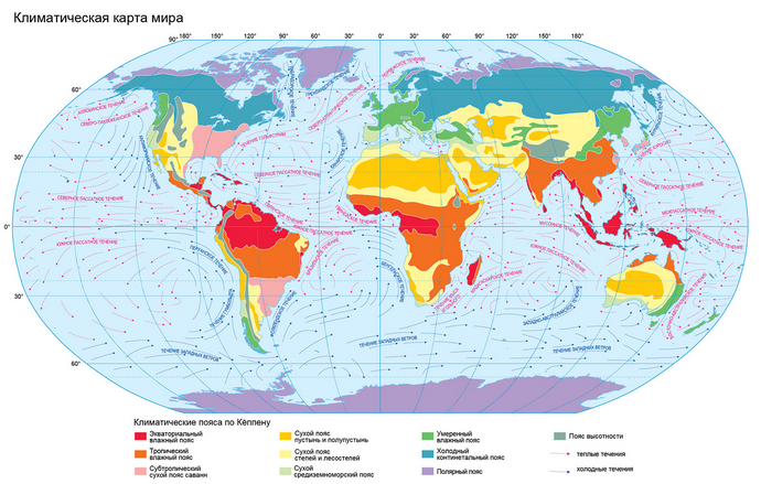 Климатические карты мира