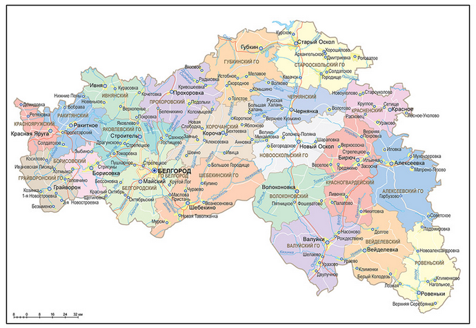 Векторные карты Белгородской области для скачивания и печати AI SVG EP
