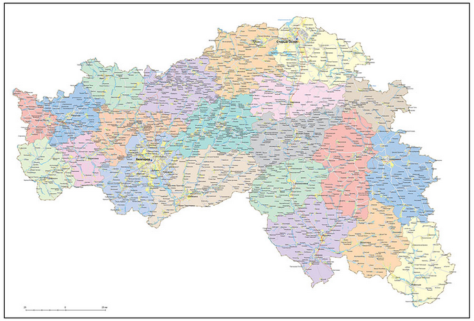 Векторные карты Белгородской области для скачивания и печати AI SVG EP