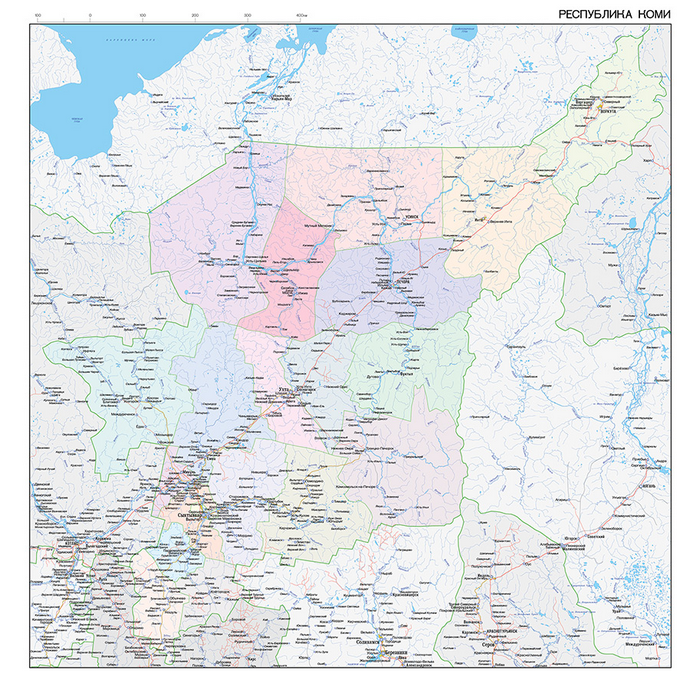 Векторные карты Республики Коми для скачивания и печати AI SVG EPS PD
