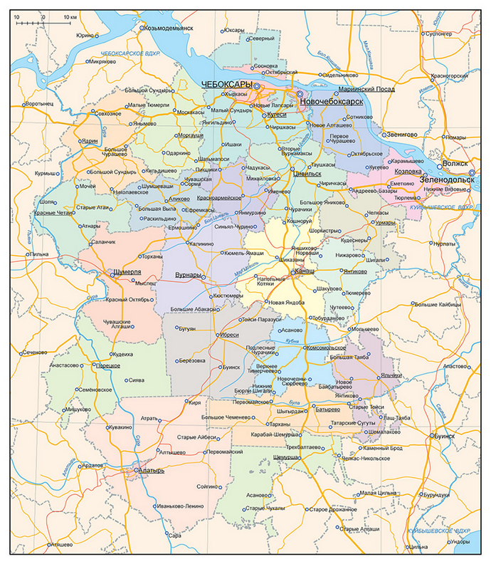 Векторные карты Республики Чувашии для скачивания и печати AI SVG EPS