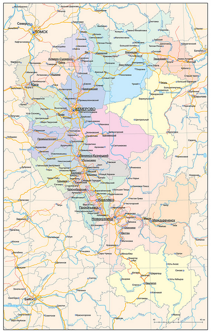 Векторные карты Кемеровской области для скачивания и печати AI SVG EPS