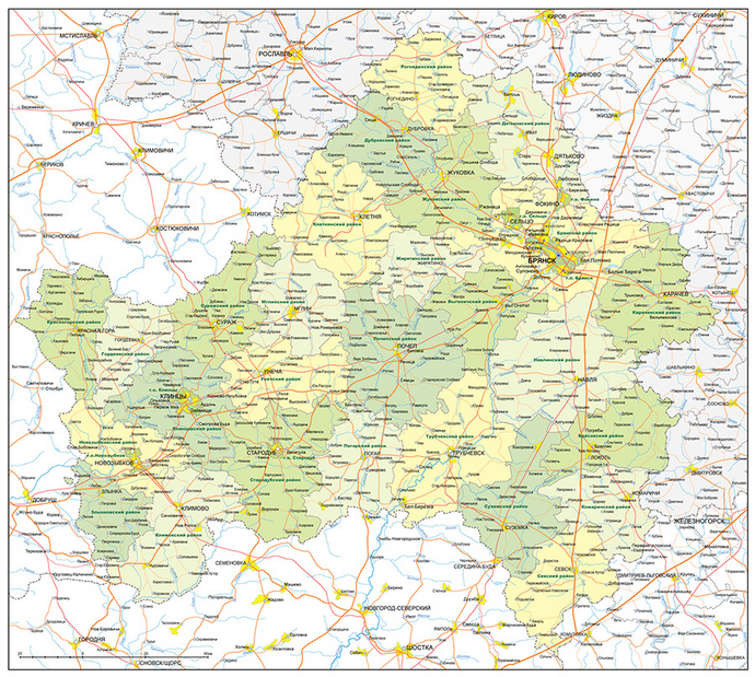 Векторные карты Брянской области для скачивания и печати AI SVG EPS PD