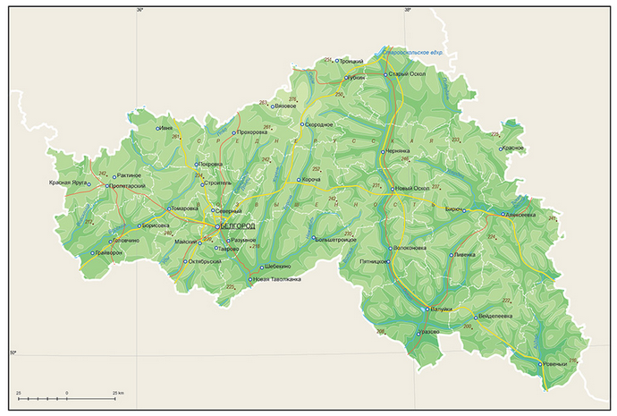Векторные карты Белгородской области для скачивания и печати AI SVG EP
