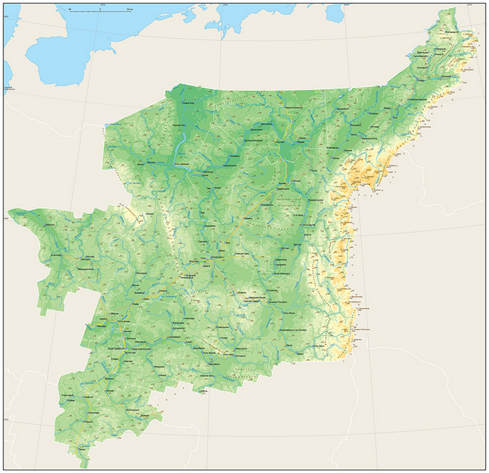 Векторные карты Республики Коми для скачивания и печати AI SVG EPS PD