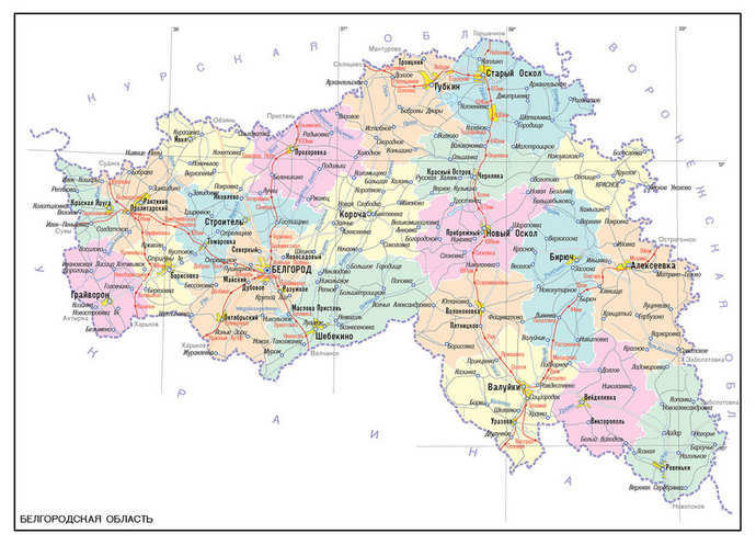 Векторные карты Белгородской области для скачивания и печати AI SVG EP
