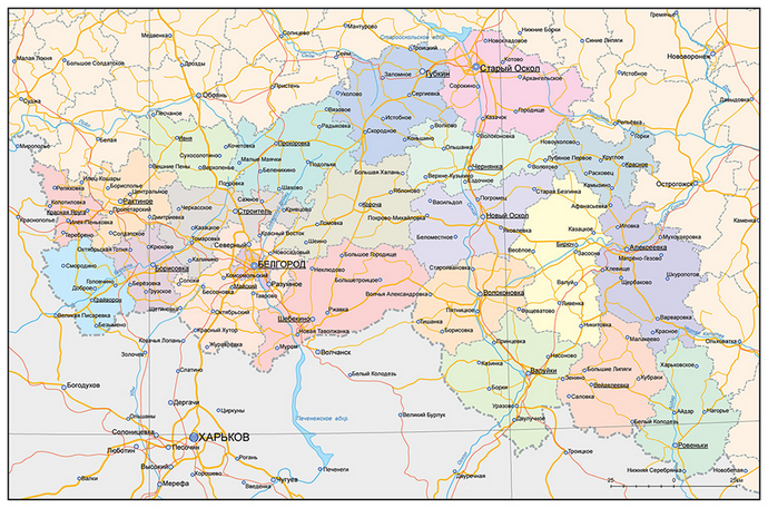 Векторные карты Белгородской области для скачивания и печати AI SVG EP