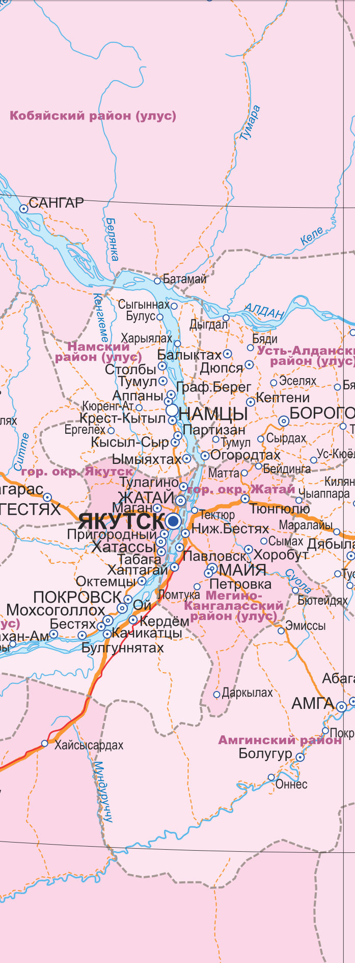 Векторные карты Республики Саха (Якутия) для скачивания и печати AI SV