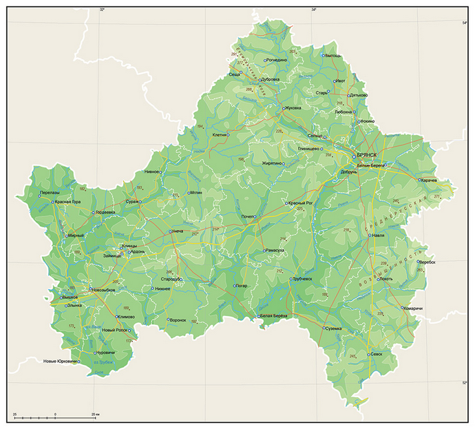 Векторные карты Брянской области для скачивания и печати AI SVG EPS PD