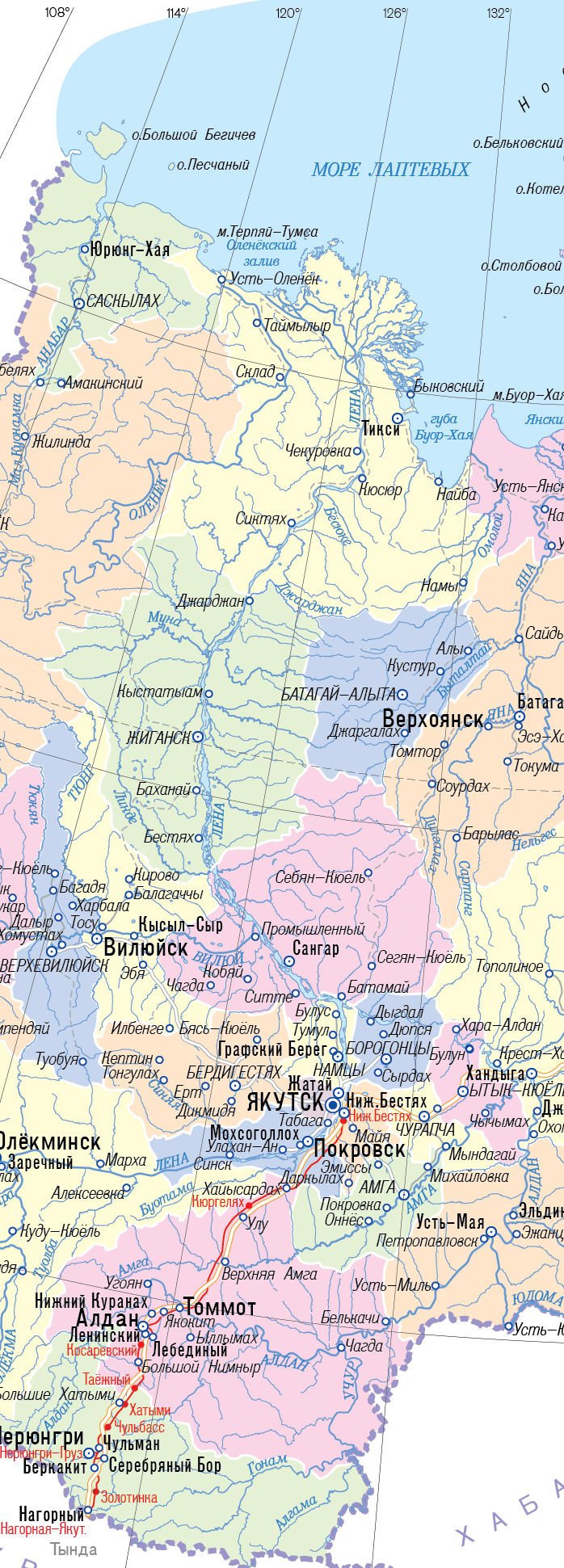 Векторные карты Республики Саха (Якутия) для скачивания и печати AI SV