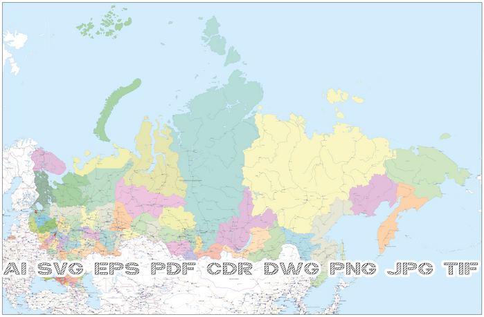 Карта регионов России РФ-МЕ (Меркатор)