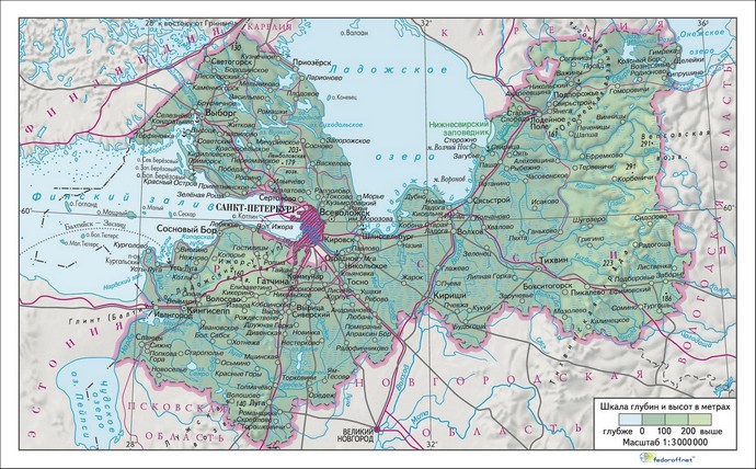 Физические карты Ленинградской области