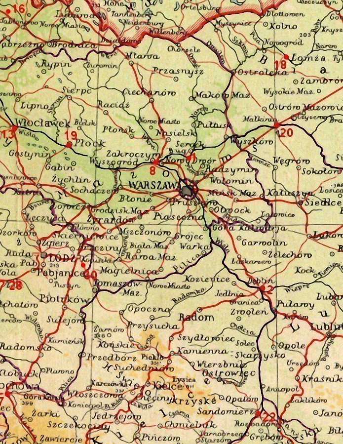 Карта Польши 1939 года